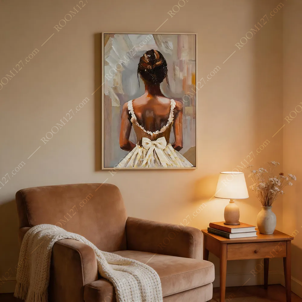 Three-dimensional fabric ballet girl modern light luxury style hand-painted craft comprehensive material figure decorative painting is suitable for hotels and study rooms