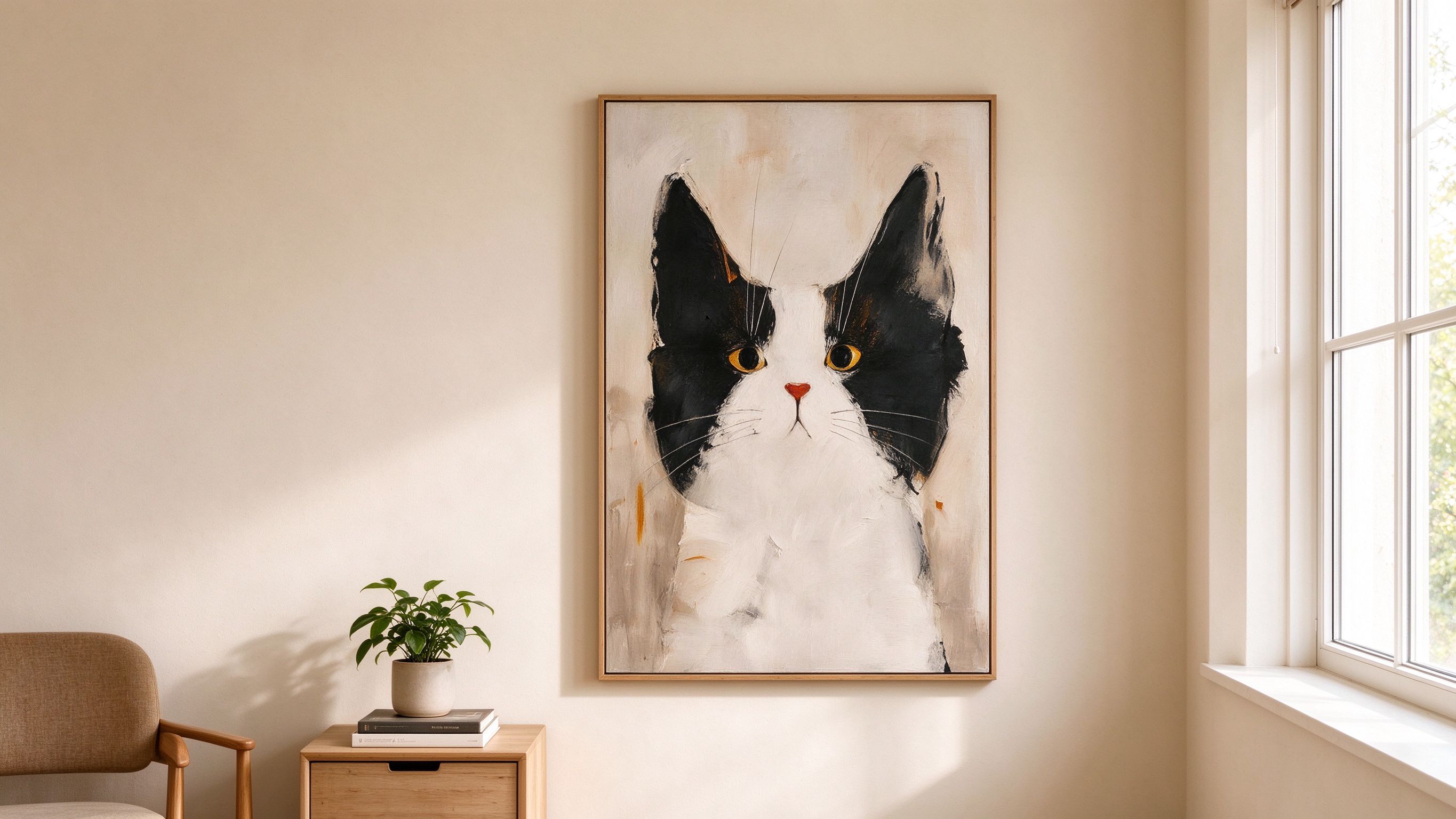Tuxedo Cat Portrait Painting: A Gallery-Quality Cat Art That Makes Every Room Feel Warmer