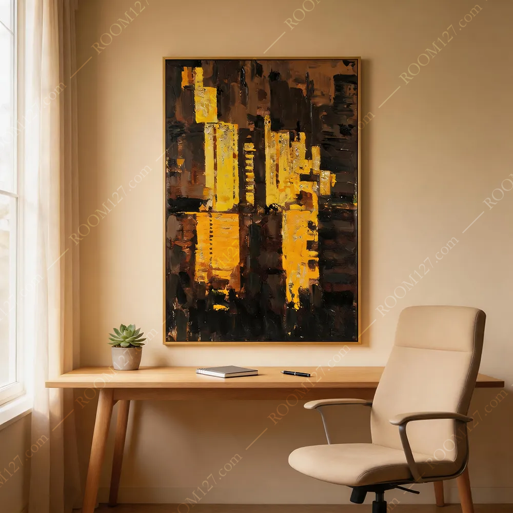 Modern light luxury hand-painted urban abstract comprehensive material decorative paintings are suitable for hotels and living rooms
