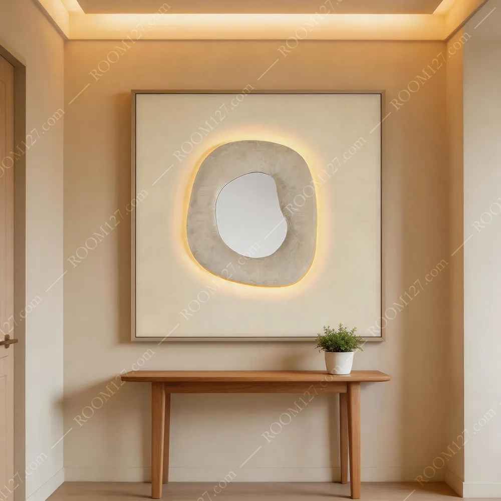 The embedded irregular-shaped mirror diffuse reflection LED light craft light luxury style physical decorative painting is suitable for hotels and living rooms