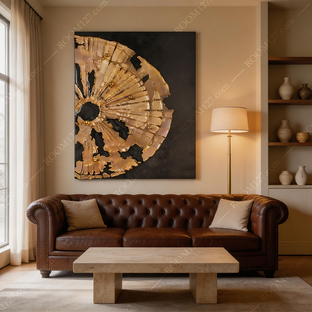 Natural wood scroll staggered aggregation notched ring-shaped wabi-sabi style three-dimensional physical decorative painting is suitable for hotels and bedrooms