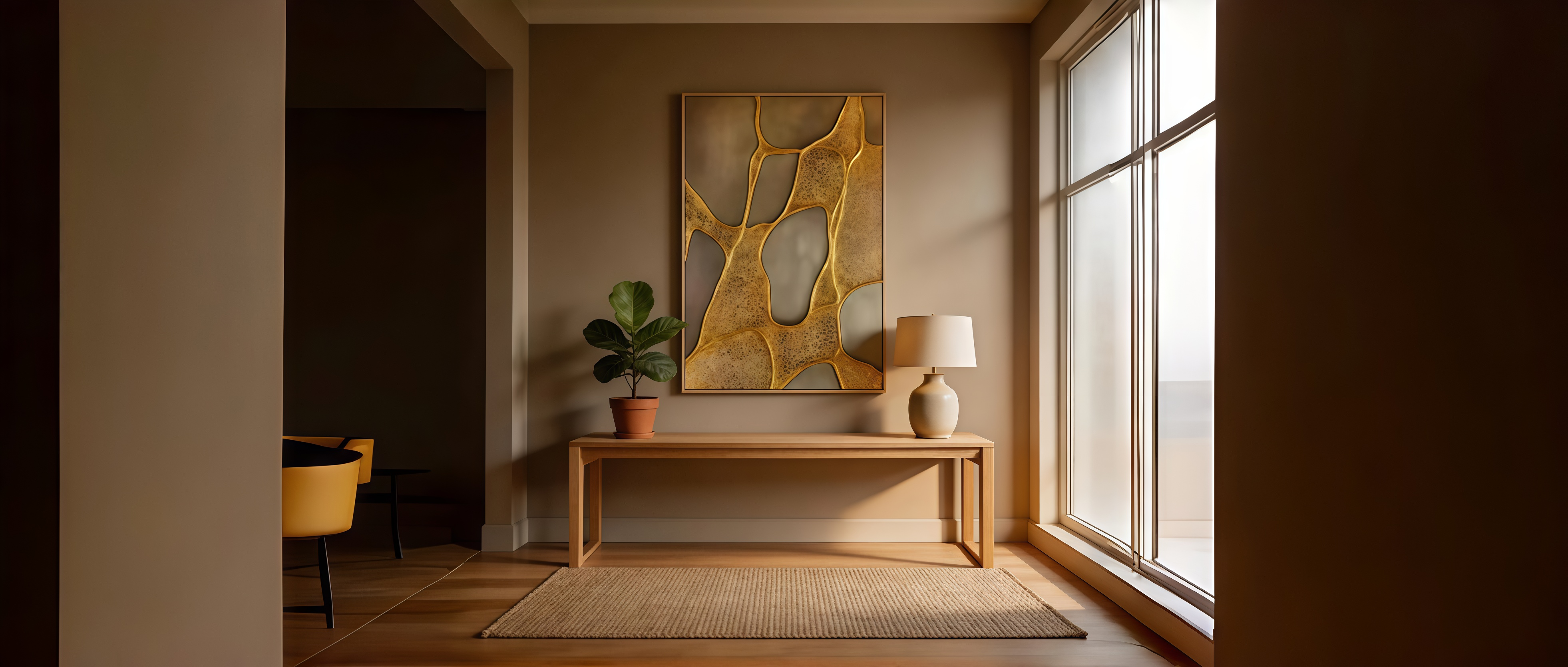 Gold Vein Abstract Wall Art: Raised 3D Textured Panel for Modern Spaces