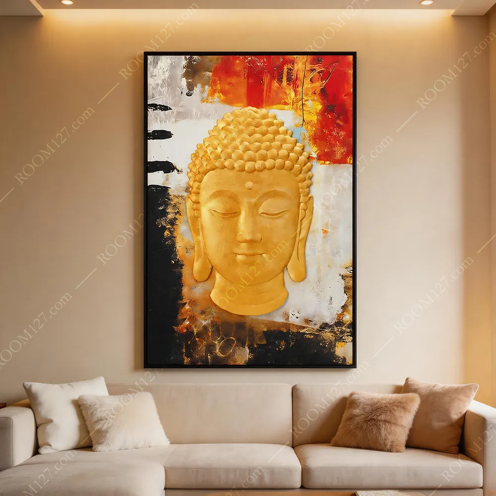 The new Chinese-style three-dimensional relief real decorative painting of Buddha statues is suitable for hotels and living rooms