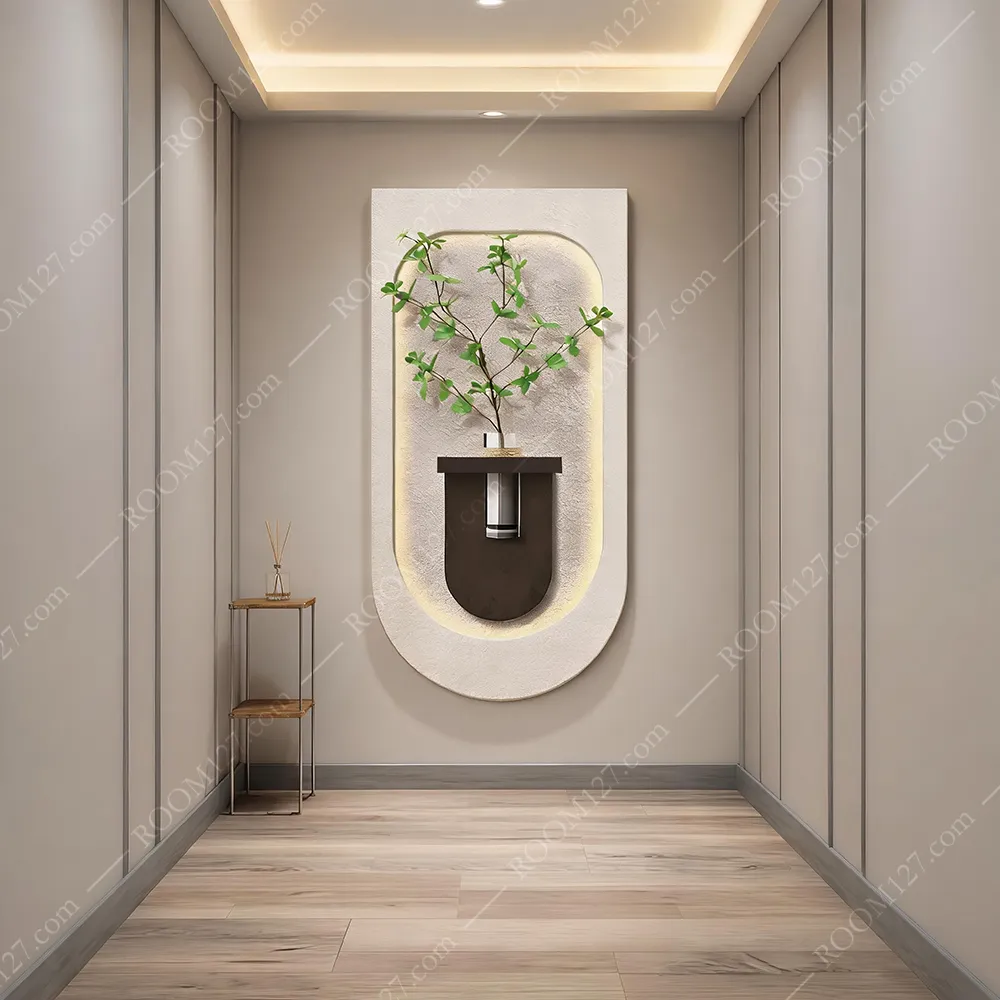 Nested light strip flower arrangement, multi-functional vertical warm wabi-sabi style hotel & living room decorative painting