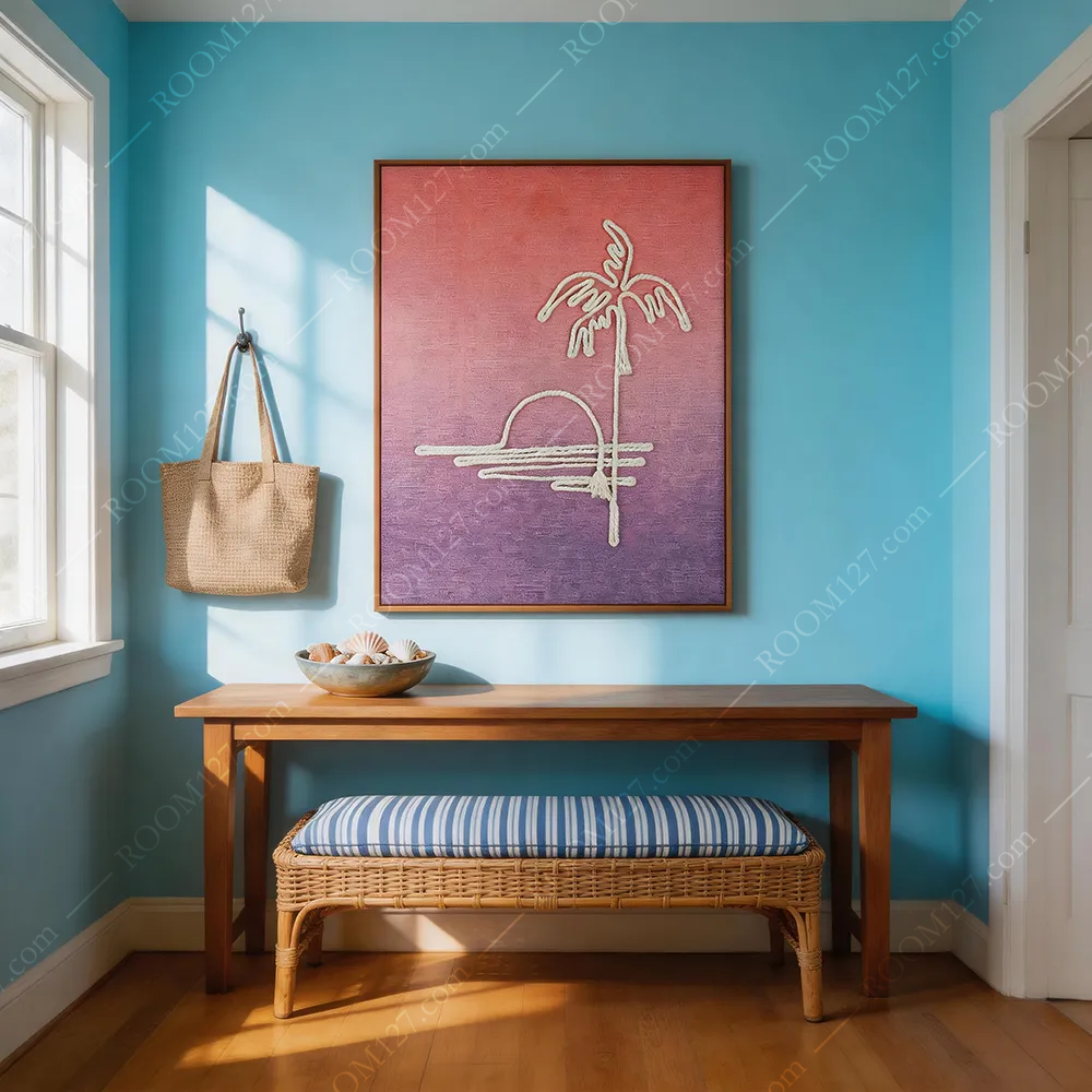 Modern light luxury style hand-painted linen rope weaving craft physical decorative paintings are suitable for study rooms and children's rooms