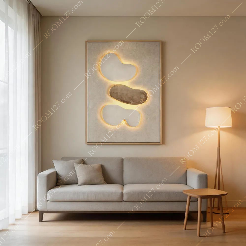 LED minimalist three-dimensional light strip, wabi-sabi style European-style entrance hall & hotel art decorative painting