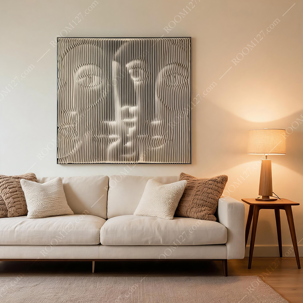 3D stereoscopic sandstone board abstract style interlocking minimalist figure relief hotel & entrance hall decorative painting