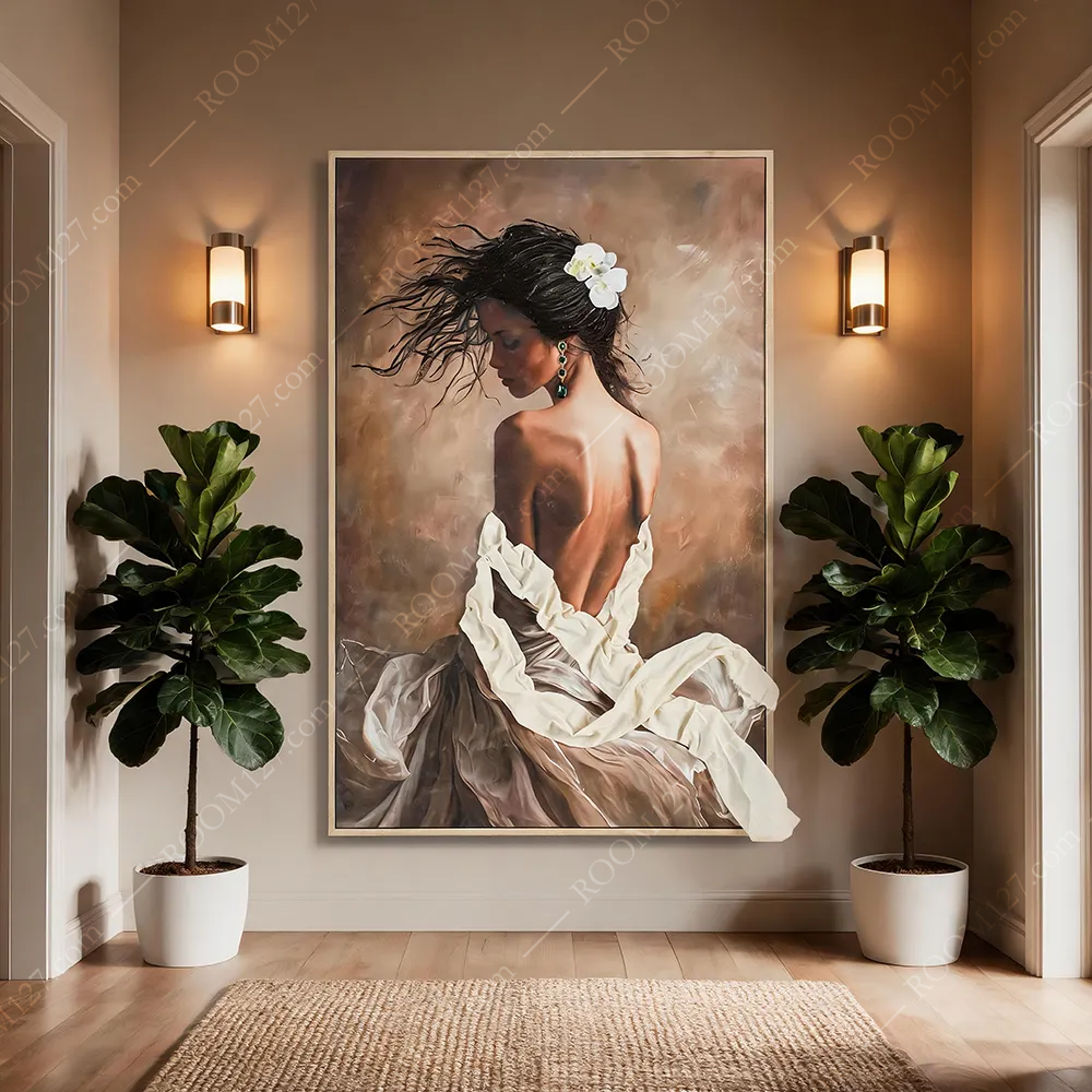 Three-dimensional fabric ballet girl modern light luxury style hand-painted comprehensive material figure decorative painting is suitable for hotels and living rooms