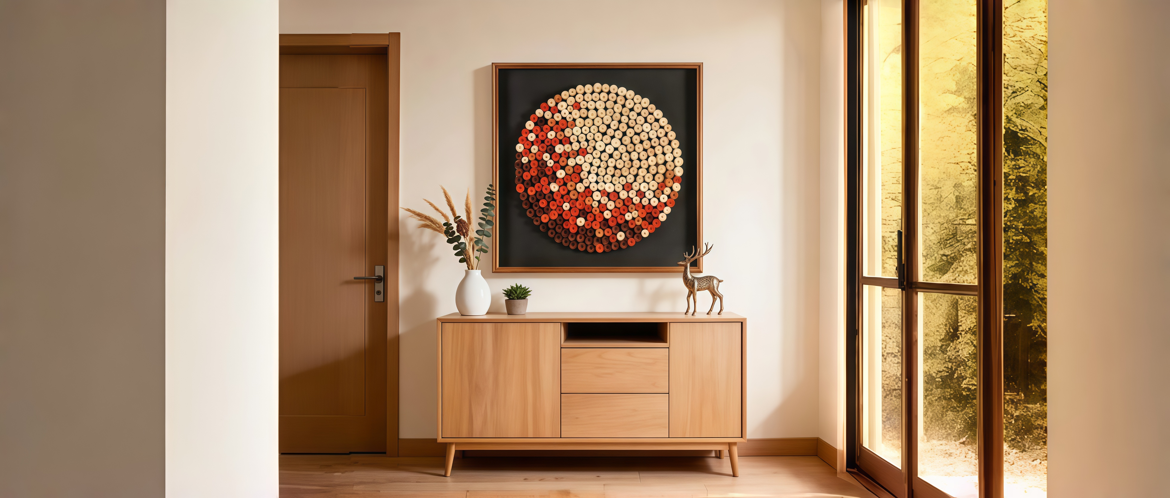 Warm Tonal Circular Wall Art: How a Burnt Orange Gradient Brings Heat to Cold Rooms