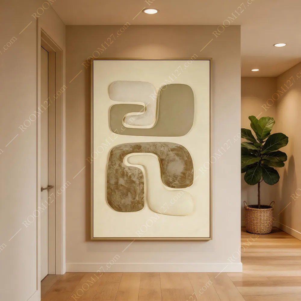 The vertical LED light with a staggered wabi-sabi style atmosphere decorative painting is suitable for the living room and entrance hall