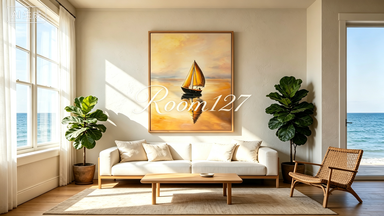 That Golden Sailboat on Your Wall: How Warm Nautical Art Turns Any Room Into a Quiet Harbor